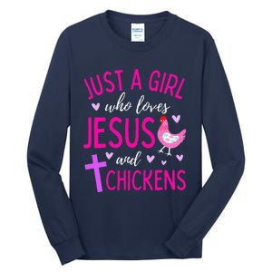 Just A Who Loves Jesus And Chickens Christian Cute Tall Long Sleeve T-Shirt