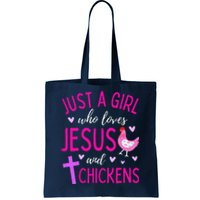 Just A Who Loves Jesus And Chickens Christian Cute Tote Bag