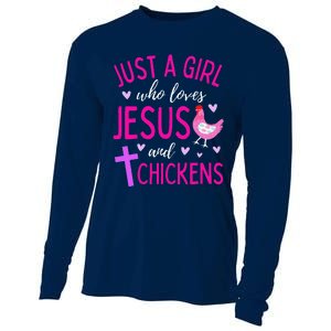 Just A Who Loves Jesus And Chickens Christian Cute Cooling Performance Long Sleeve Crew