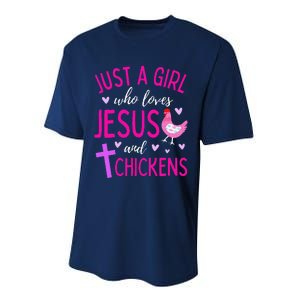 Just A Who Loves Jesus And Chickens Christian Cute Performance Sprint T-Shirt