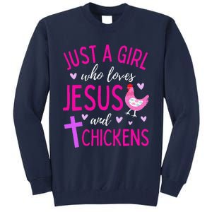 Just A Who Loves Jesus And Chickens Christian Cute Tall Sweatshirt