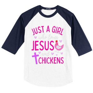 Just A Who Loves Jesus And Chickens Christian Cute Baseball Sleeve Shirt