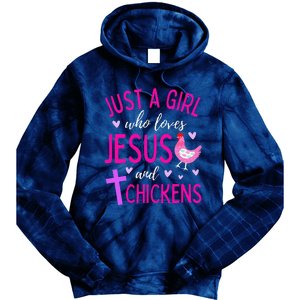 Just A Who Loves Jesus And Chickens Christian Cute Tie Dye Hoodie