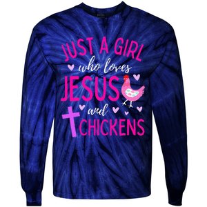 Just A Who Loves Jesus And Chickens Christian Cute Tie-Dye Long Sleeve Shirt