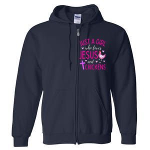 Just A Who Loves Jesus And Chickens Christian Cute Full Zip Hoodie