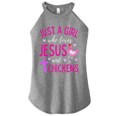 Just A Who Loves Jesus And Chickens Christian Cute Women’s Perfect Tri Rocker Tank