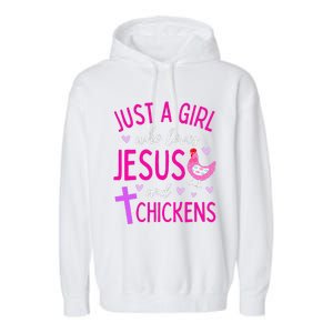 Just A Who Loves Jesus And Chickens Christian Cute Garment-Dyed Fleece Hoodie