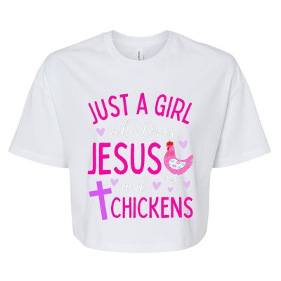 Just A Who Loves Jesus And Chickens Christian Cute Bella+Canvas Jersey Crop Tee