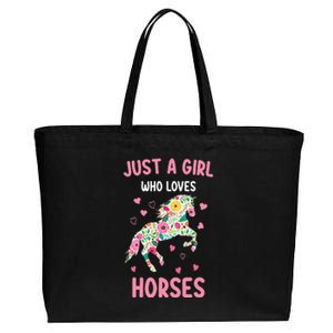 Just A Who Loves Horses Equestrian Cotton Canvas Jumbo Tote