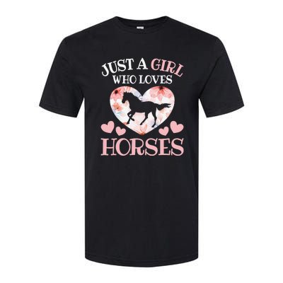 Just A Who Loves Horses Horseback Riding Softstyle® CVC T-Shirt