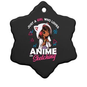 Just A Who Loves Anime And Sketching Anime Merch Stuff Gift Ceramic Star Ornament