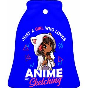 Just A Who Loves Anime And Sketching Anime Merch Stuff Gift Ceramic Bell Ornament