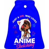 Just A Who Loves Anime And Sketching Anime Merch Stuff Gift Ceramic Bell Ornament