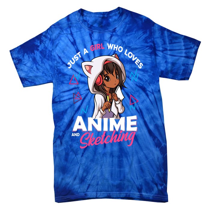 Just A Who Loves Anime And Sketching Anime Merch Stuff Gift Tie-Dye T-Shirt