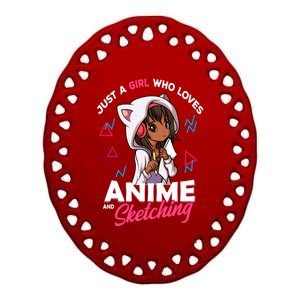 Just A Who Loves Anime And Sketching Anime Merch Stuff Gift Ceramic Oval Ornament