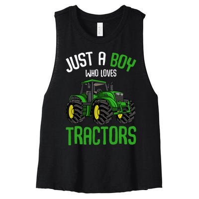 Just A  Who Loves Tractors Farm Women's Racerback Cropped Tank