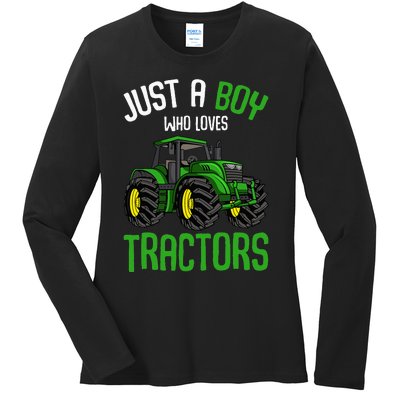 Just A  Who Loves Tractors Farm Ladies Long Sleeve Shirt