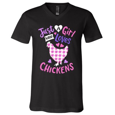 Just A Who Loves Chickens Chicken Hen Love Cute V-Neck T-Shirt