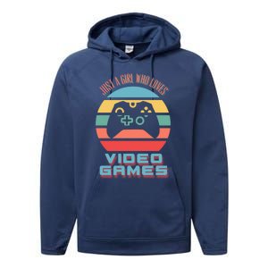 Just A Who Loves Video Games Video Game Gift Performance Fleece Hoodie