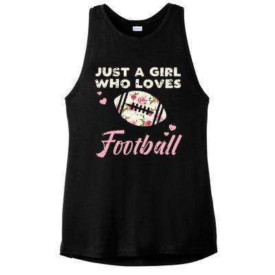 Just A Who Loves American Football Flowers Ladies PosiCharge Tri-Blend Wicking Tank