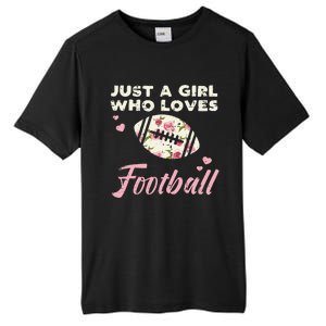 Just A Who Loves American Football Flowers Tall Fusion ChromaSoft Performance T-Shirt