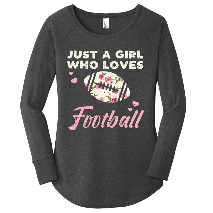 Just A Who Loves American Football Flowers Women's Perfect Tri Tunic Long Sleeve Shirt