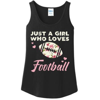 Just A Who Loves American Football Flowers Ladies Essential Tank