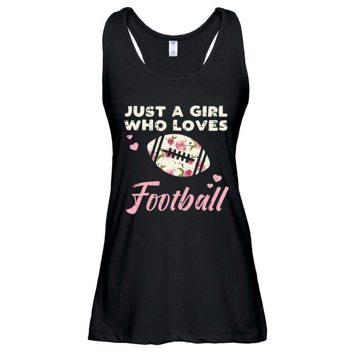 Just A Who Loves American Football Flowers Ladies Essential Flowy Tank