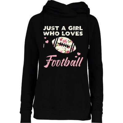 Just A Who Loves American Football Flowers Womens Funnel Neck Pullover Hood