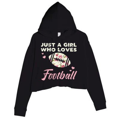 Just A Who Loves American Football Flowers Crop Fleece Hoodie