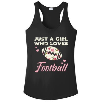 Just A Who Loves American Football Flowers Ladies PosiCharge Competitor Racerback Tank