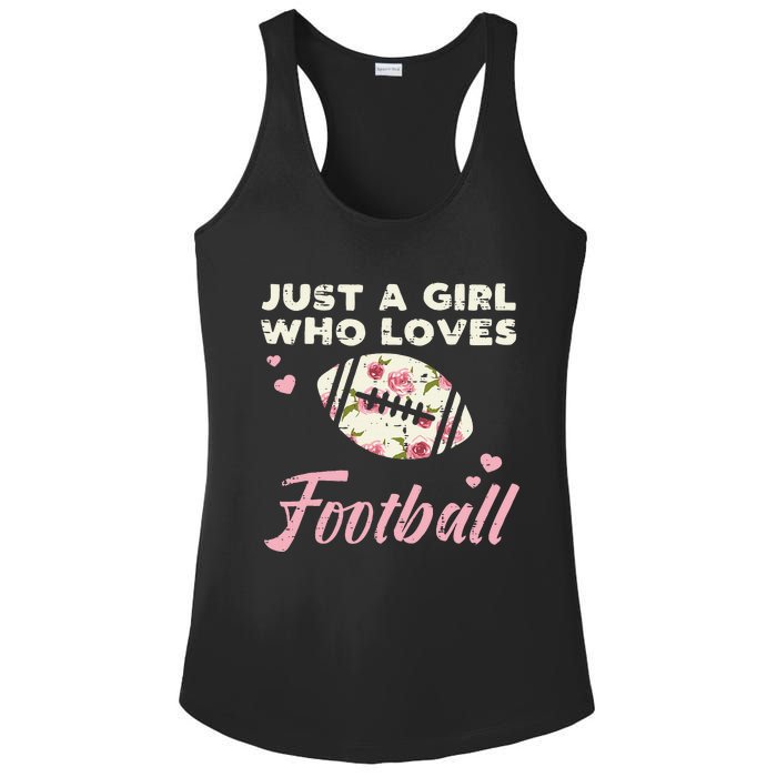 Just A Who Loves American Football Flowers Ladies PosiCharge Competitor Racerback Tank