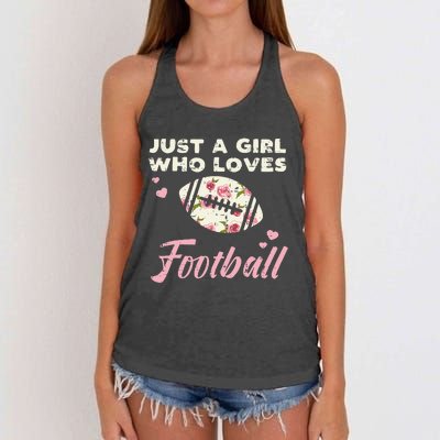 Just A Who Loves American Football Flowers Women's Knotted Racerback Tank