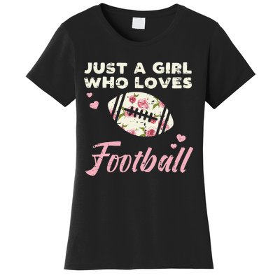 Just A Who Loves American Football Flowers Women's T-Shirt