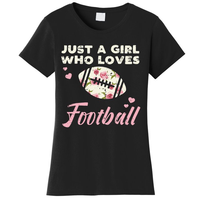 Just A Who Loves American Football Flowers Women's T-Shirt