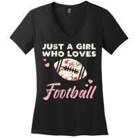 Just A Who Loves American Football Flowers Women's V-Neck T-Shirt