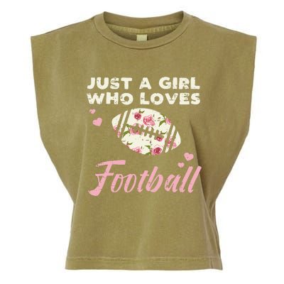 Just A Who Loves American Football Flowers Garment-Dyed Women's Muscle Tee