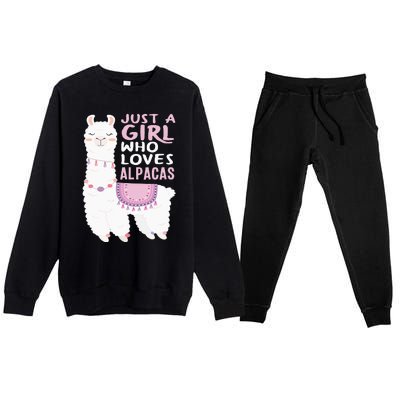 Just A Who Loves Alpacas Cute Alpaca Premium Crewneck Sweatsuit Set