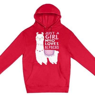 Just A Who Loves Alpacas Cute Alpaca Premium Pullover Hoodie