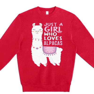 Just A Who Loves Alpacas Cute Alpaca Premium Crewneck Sweatshirt