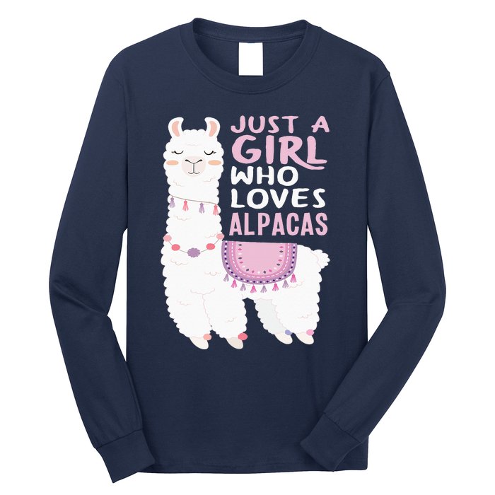 Just A Who Loves Alpacas Cute Alpaca Long Sleeve Shirt