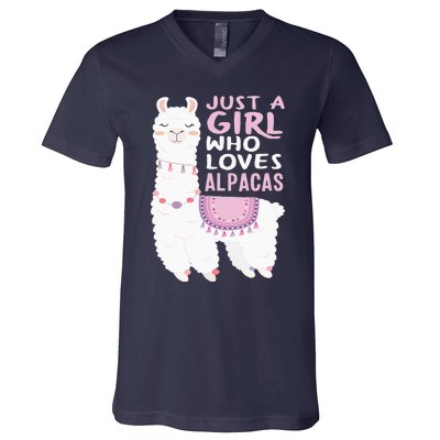 Just A Who Loves Alpacas Cute Alpaca V-Neck T-Shirt