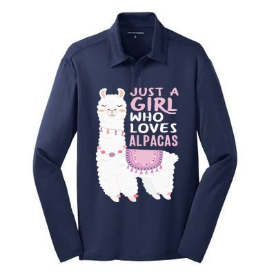 Just A Who Loves Alpacas Cute Alpaca Silk Touch Performance Long Sleeve Polo