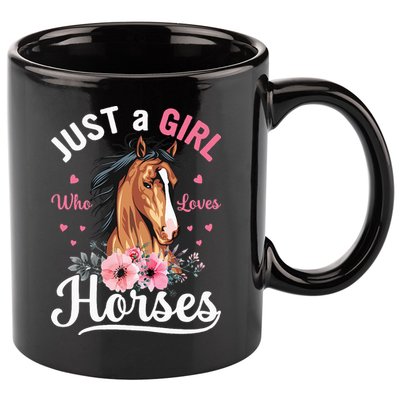 Just A Who Loves Horses Vintage Horse 11oz C Handle Ceramic Mug
