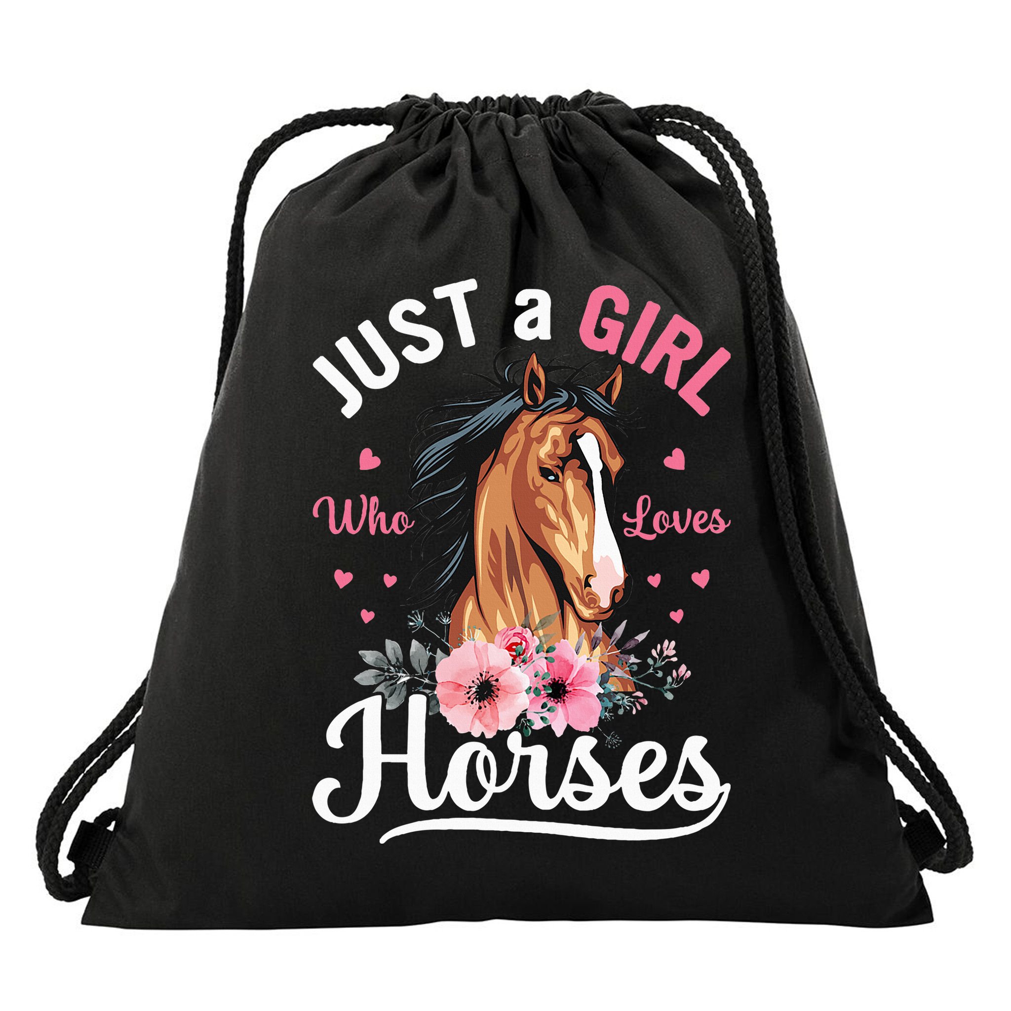 Just A Who Loves Horses Vintage Horse Drawstring Bag