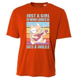 Just A Who Loves Cats And Ukulele Gift And Gift Cooling Performance Crew T-Shirt