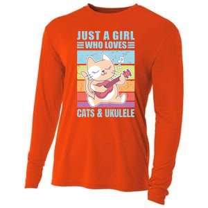 Just A Who Loves Cats And Ukulele Gift And Gift Cooling Performance Long Sleeve Crew