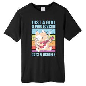 Just A Who Loves Cats And Ukulele Gift And Gift Tall Fusion ChromaSoft Performance T-Shirt