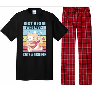 Just A Who Loves Cats And Ukulele Gift And Gift Pajama Set