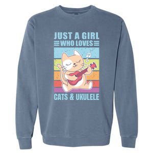 Just A Who Loves Cats And Ukulele Gift And Gift Garment-Dyed Sweatshirt